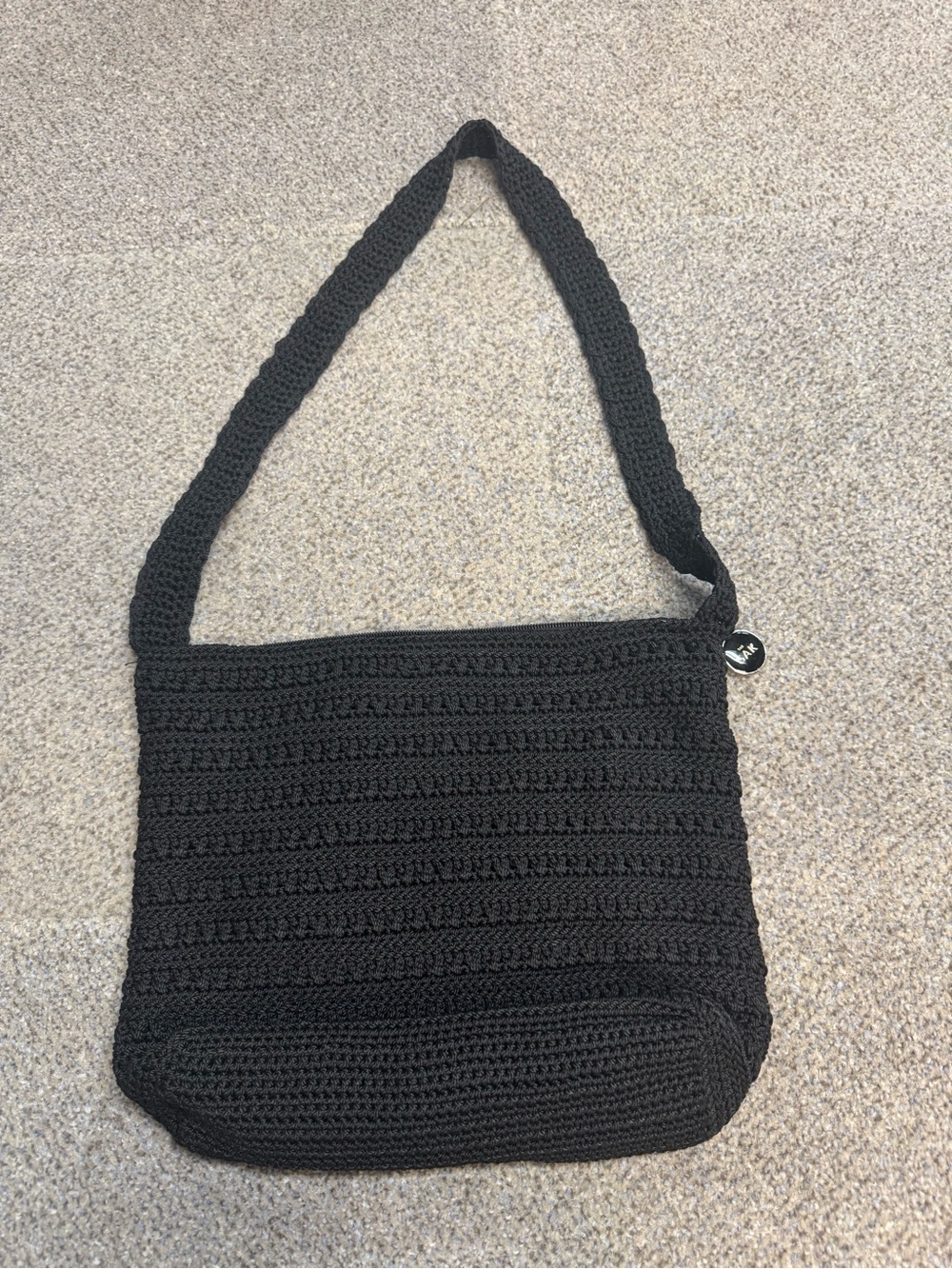 The SAK Handmade Black Crochet Shoulder Bag